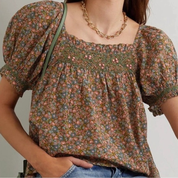 DOEN Elba Top in Yellow Laurel Canyon Rose Floral Print XL - Picture 5 of 12